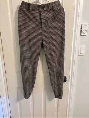 Simons Brown and Black Glen Plaid Straight-Leg Pants